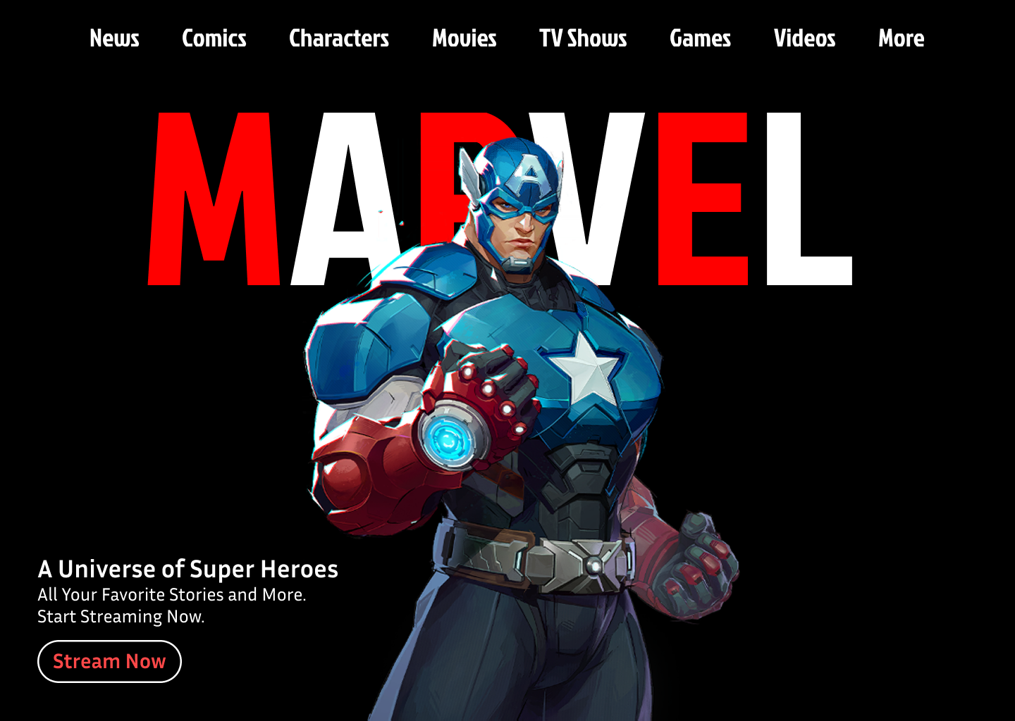 Marvel Landing Page Animation